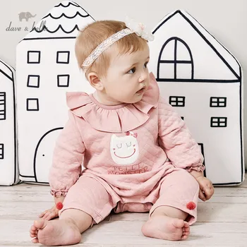

DBH11377 Dave bella autumn new born baby girls fashion jumpsuits cute cartoon infant toddler clothes children romper 1 piece