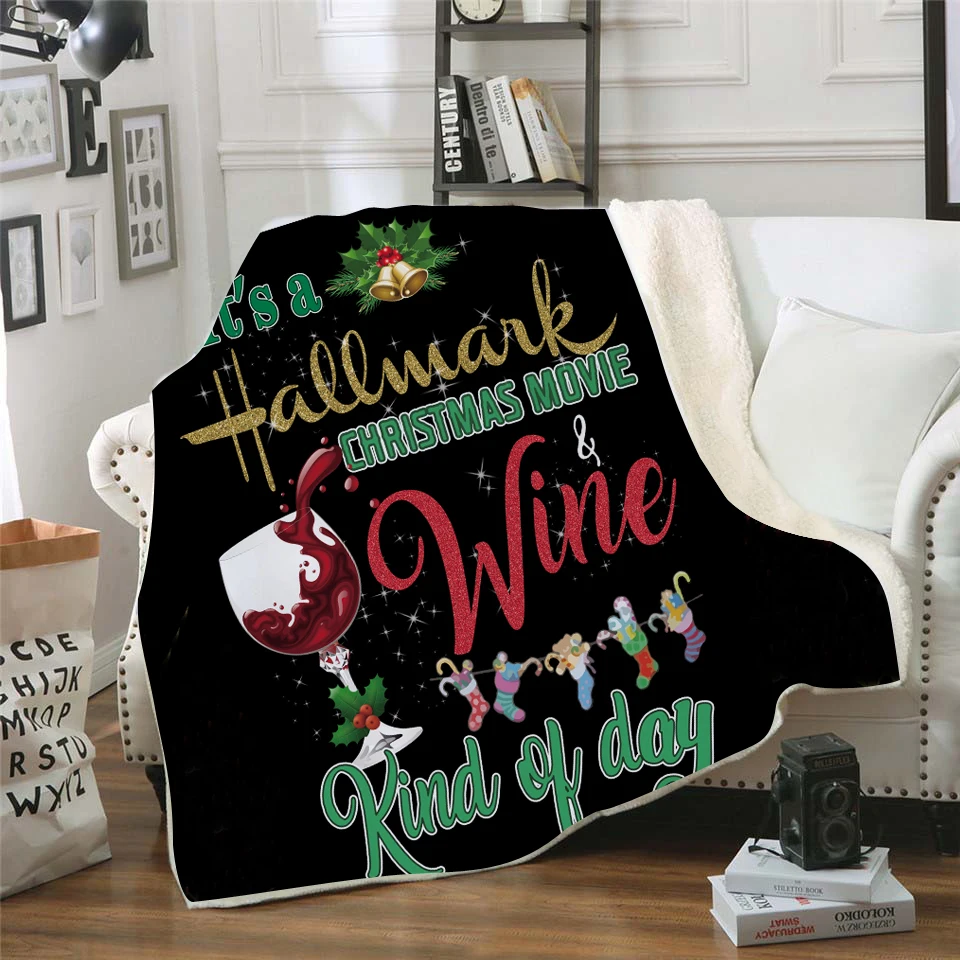 

SOFTBATFY New Merry Christmas Hallmark Fleece Throw Blanket Sofa Bedding Blankets Square Pom Pom Christmas Blanket Drop Ship