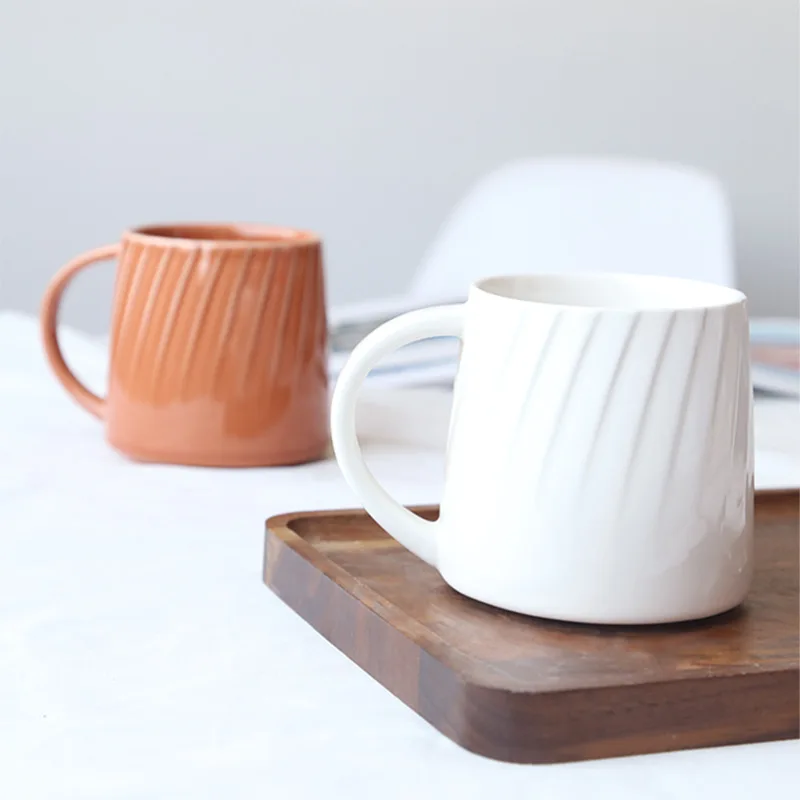 

450ml Nordic Style Spiral Ceramic Mugs Home Coffee Cups