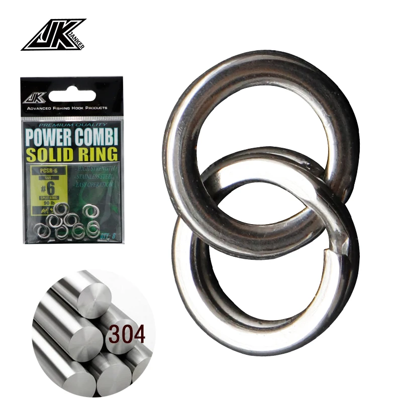 

JK 4.5mm-8mm Fishing Ring Combi Stainless Steel Solid Ring Lure Split Rings Fishing Connector For Metal Jig Bait DIY Assist Hook