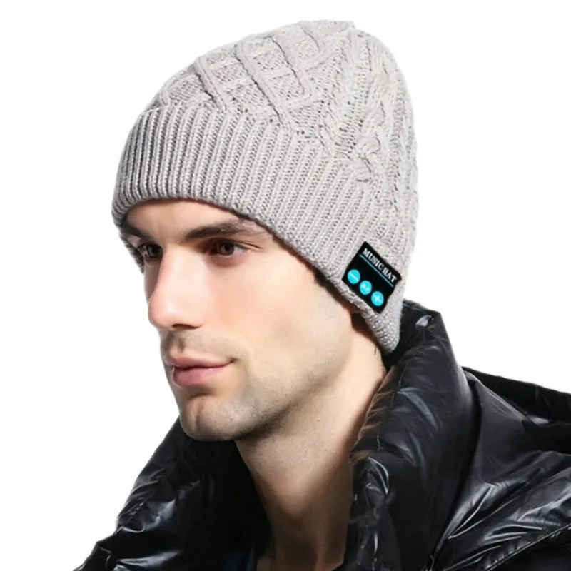 Трикотажные материалы HD стерео наушники Smart Beanie Hands-Free вязаная шапка Встроенный микрофон Беспроводная Bluetooth Крышка