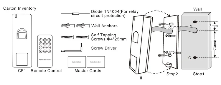 7 wiring for Rfid cf1 access controller