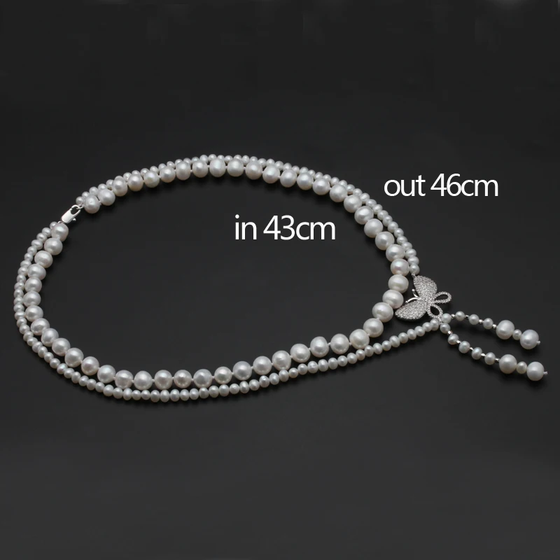 Real natural freshwater double pearl necklace for women,wedding choker necklace anniversary gift