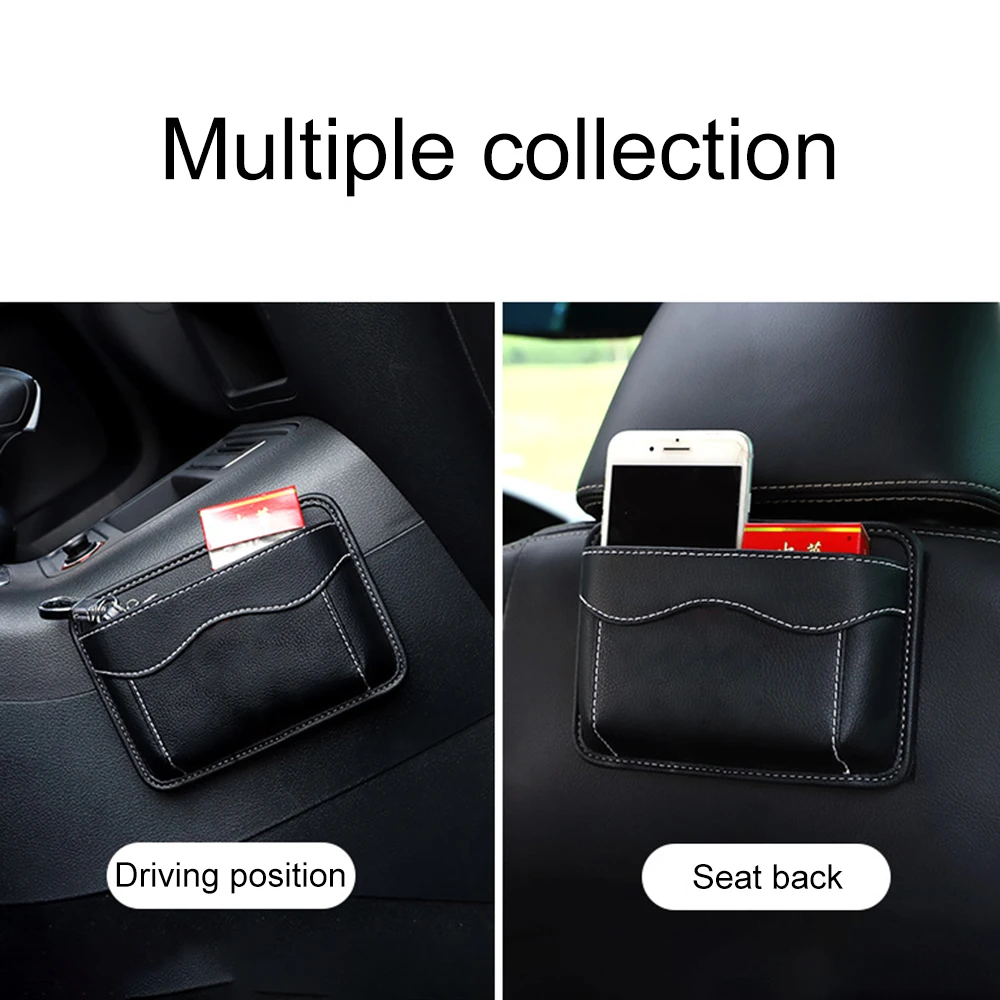 FORAUTO Car Pouch Bags Organizer Car Storage Box PU Leather Cards Mobile Phone Collecting Sticky Bag Stowing Tidying