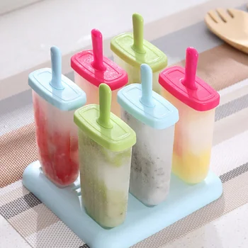 

6 Cavities Plastic Reusable Popsicle Molds Ice Cream Molds Ice Bar Maker Environmentally And Kid Safe
