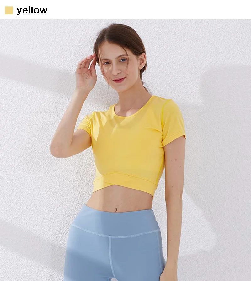 Aidenkid/модный короткий топ для йоги, спортивная одежда для фитнеса, облегающая дышащая женская футболка с короткими рукавами для бега