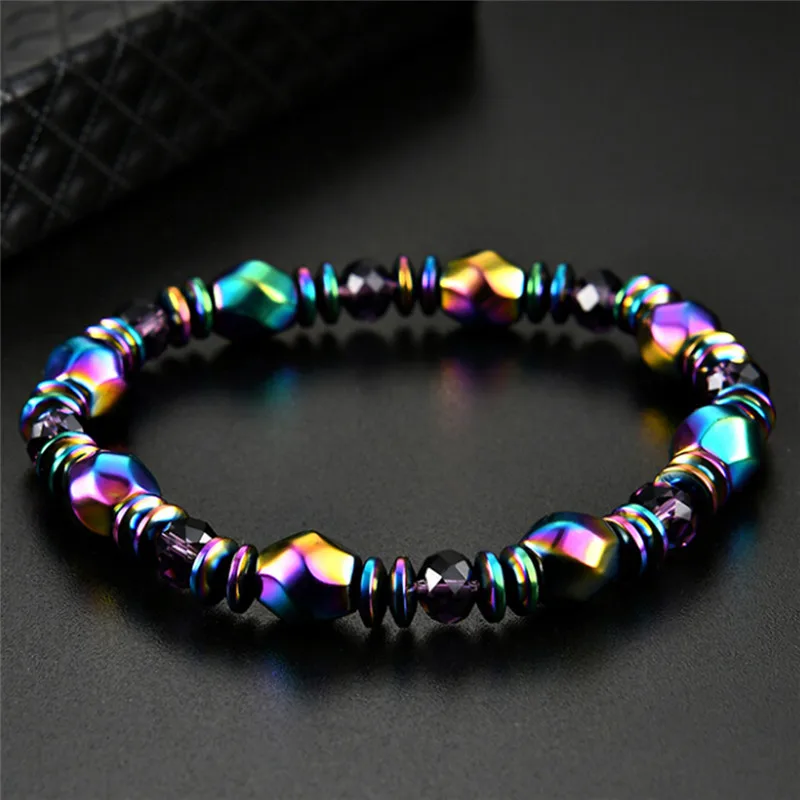 Magnetic Hematite Health Bracelet for women Men Many Colors Crystal healing Bangle Colorful Magnetite 5.5 CM(2.16 IN)