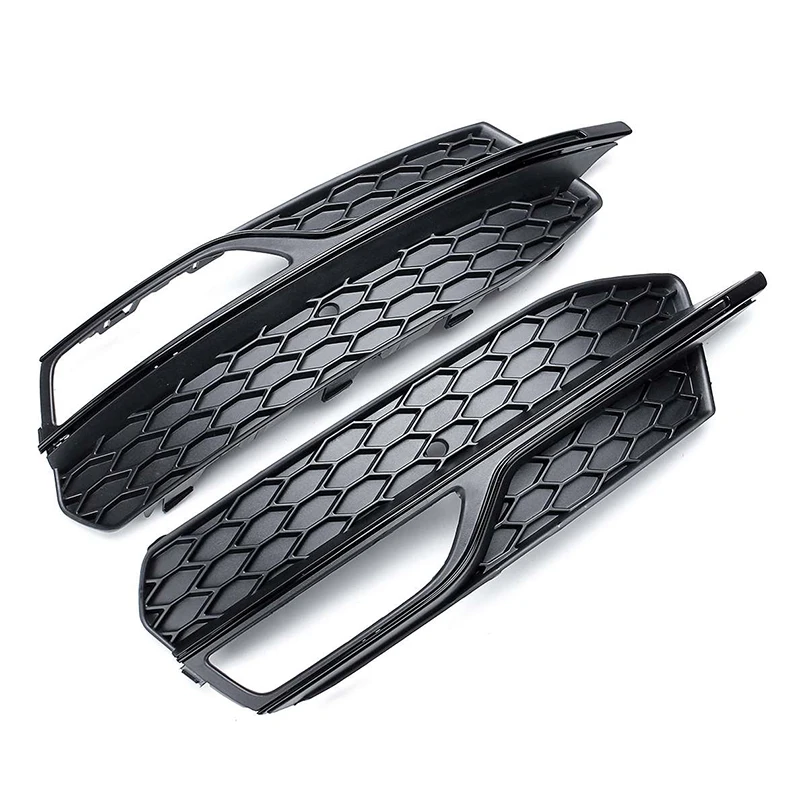 Black Right/Left Front Bumper Fog Light Mesh Grill Grille For Audi A3 S-Line A3 2013 New