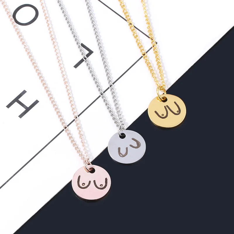 Женское ожерелье с подвеской в виде груди из нержавеющей стали|Ожерелья