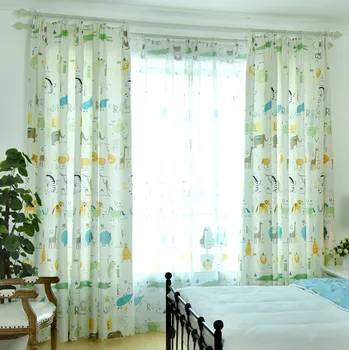 

Simple Modern Nordic Plant Imitation Linen Curtains Suitable for Living Room Bedroom Curtains English Cartoon Animals