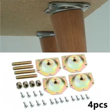 

4pcs Angled Wood Legs Fixing Plate Bracket Cabinet Furniture Mounting Table Feet Sofa Bed With Screw Nut Home Hardware Tool