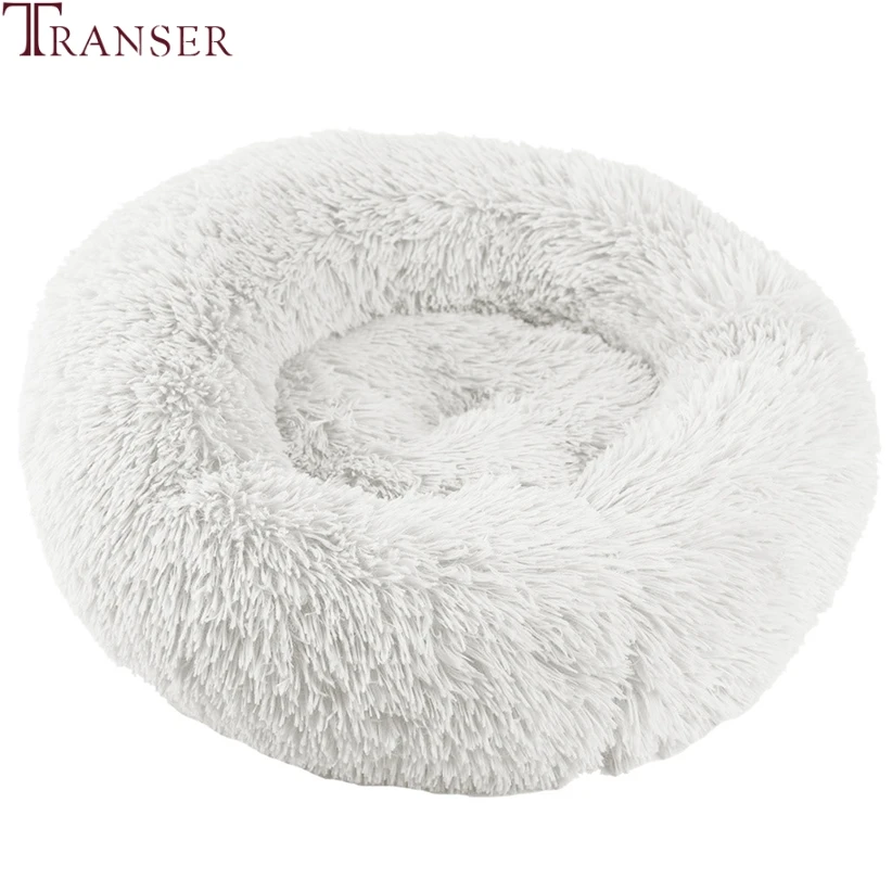 Transer Soft Fleece Fluffy Cat Dog Bed Sleeping Cushion Round Shape Warm Pet House Rest Puppy Kennel Pet Beds Drop Shipping 908