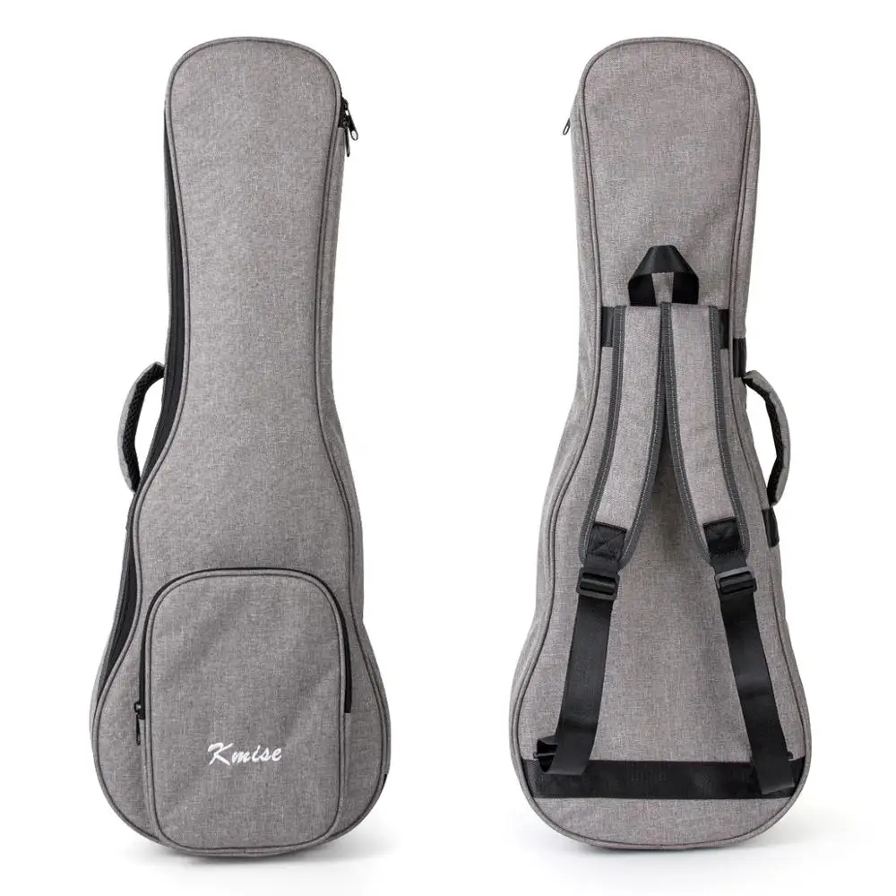

Kmise Ukulele Gig Bag Carry Case 32 inch for Baritone Ukelele Bass Guitalele Canvas Light Gray