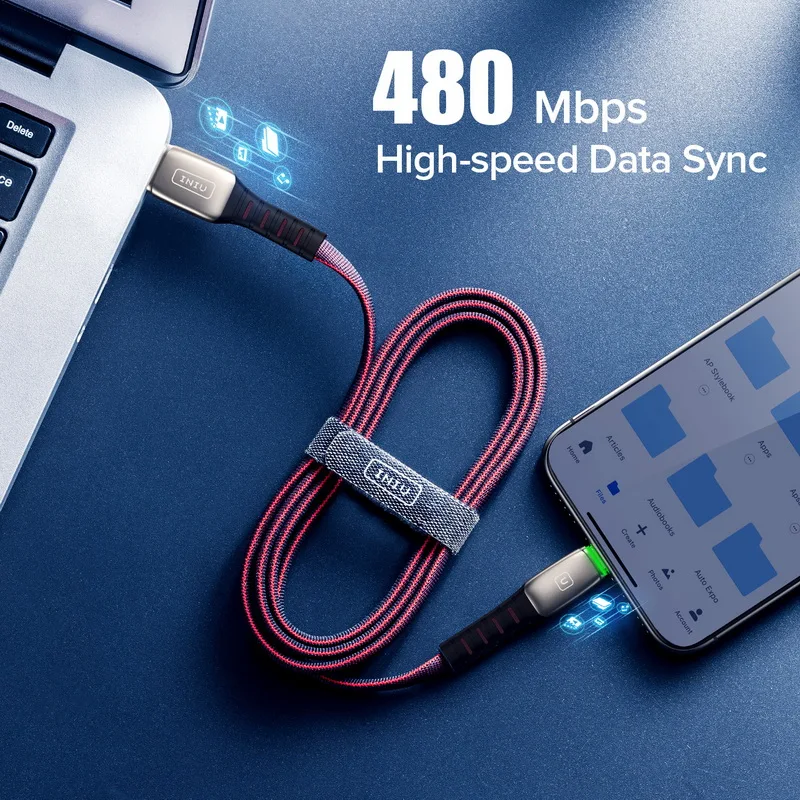 INIU 2 м 3 а светодиодный USB кабель зарядное устройство для iPhone 11 Pro XS MAX XR X 8 7 6S 6 Plus 5 5S шнур для быстрой зарядки мобильного телефона