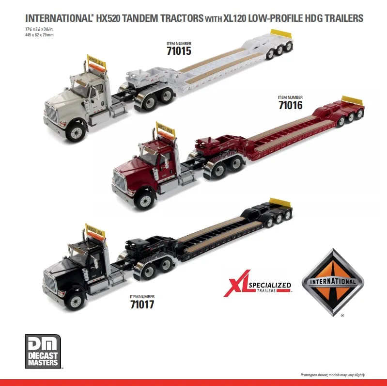 New DM 1:50 Scale International HX520 Tandem Tractor with XL 120 Trailer By Diecast Masters for Collction gift