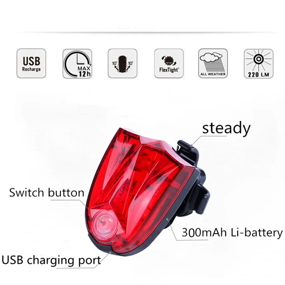 Задние фонари велосипеда подседельный штырь Flash-Tail Led USB перезаряжаемая Ночная езда вспышка безопасности предупреждающие огни Велосипедное снаряжение# BL3