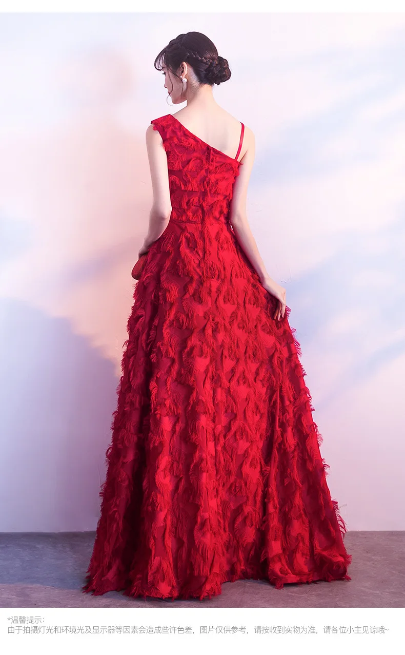 Robe De Soriee, новое бордовое вечернее платье на одно плечо, кружевное перо, элегантные вечерние платья для невесты, помолвки, выпускного вечера