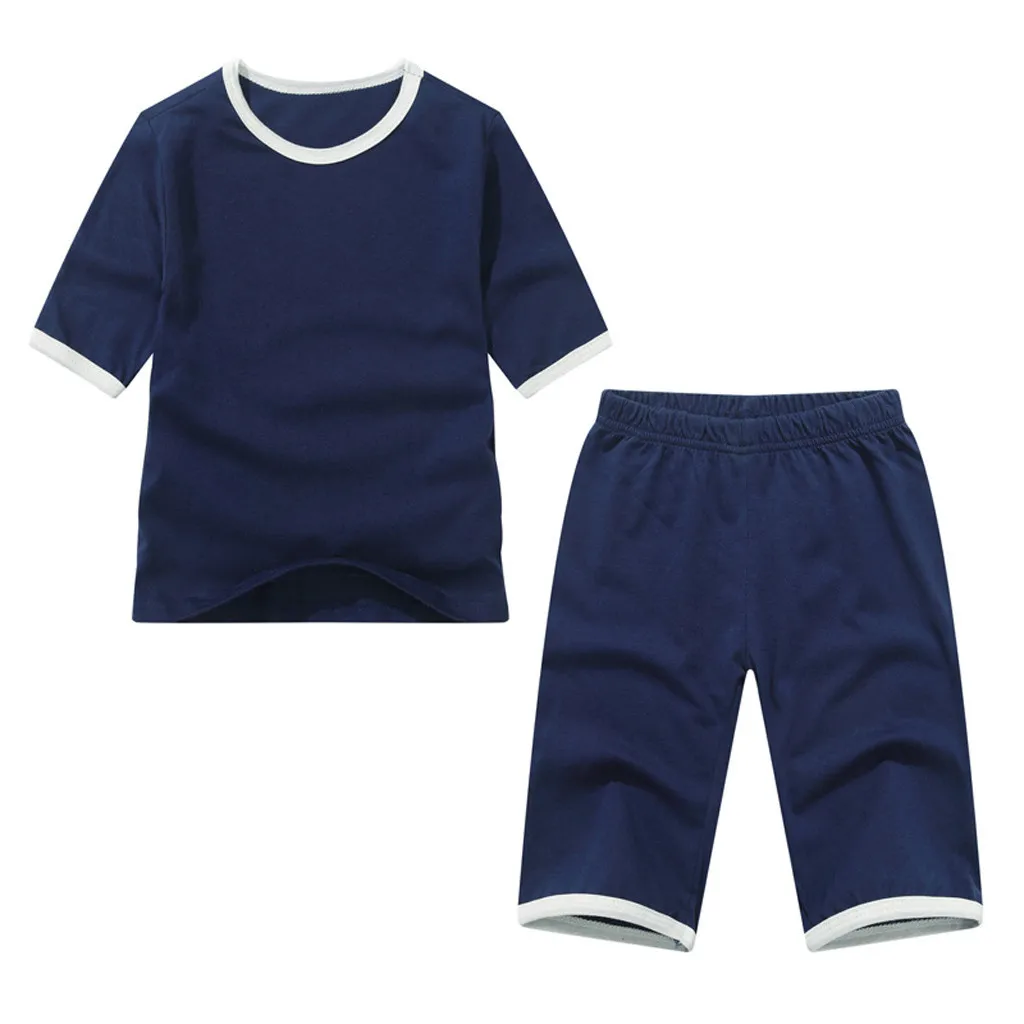 Baby Kids Teens Children Solid Pajamas Homewear Soft Outfits spring Autumn Baby Girls Clothes Pajamas Sets #C