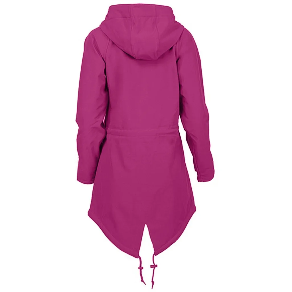 Jaycosin Fashion Women Winter Warm Solid Rain Jacket Outdoor Hoodie Coat Stylish Long Sleeve Comfortable Windproof Long Coat18#4