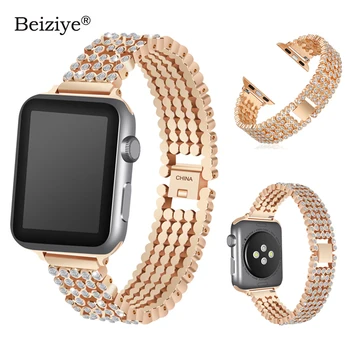 

Luxury Diamond Rhinestone Bling Strap For Apple Watch Band 4 38mm 42mm Stainless Steel Metal Bracelet For iWatch 5 40mm 44mm