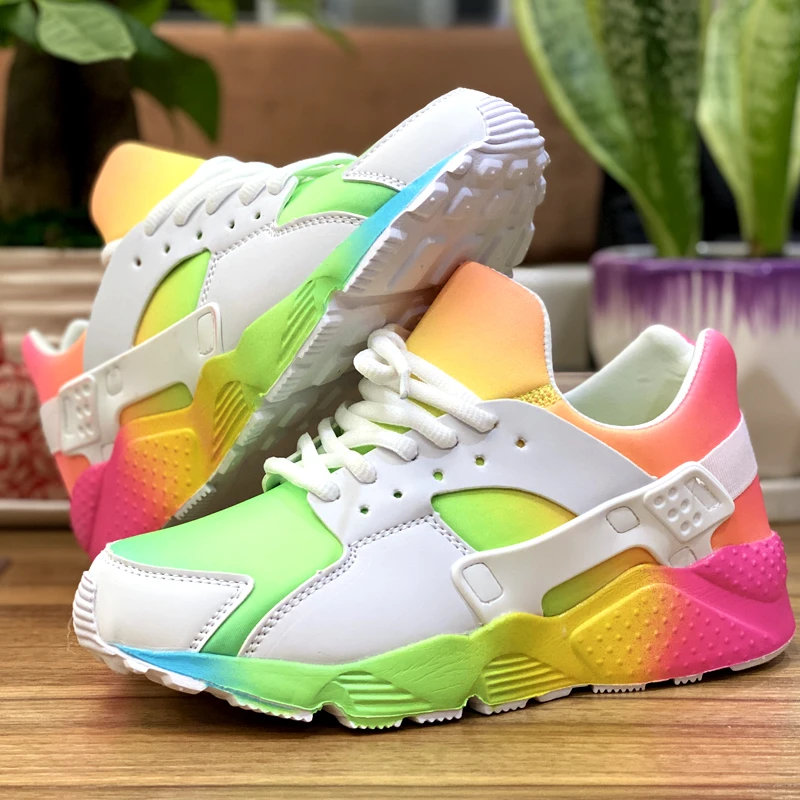 Zapatillas deportivas de arcoíris para zapatos informales transpirables para niño y niña, zapatillas coloridas para correr, zapatos de primavera 2021|Zapatos planos de mujer| - AliExpress