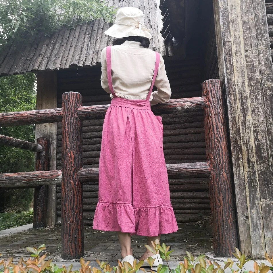 2020 New Retro Medieval Cotton Linen Cooking Kitchen Aprons For Woman Dress Flower Shop Smock Hairdresser Bib Garden Overall
