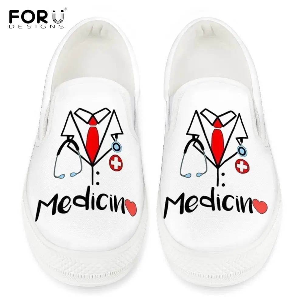HMFA019 Z69 FORUDESIGNS; женские слипоны с милым рисунком доктора/лекарств; Повседневная модная обувь на плоской подошве; женская обувь для кормления - Цвет: HMFA019 Z69