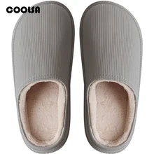 Зимние мужские плюшевые тапочки; универсальные домашние тапочки; домашняя обувь; мягкие тапочки на плоской подошве; мужские теплые Сабо; водонепроницаемые шлепанцы без задника