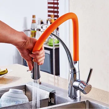 

Black Orange Green Kitchen Sink Faucet Pull Down Swivel Spout Kitchen Sink Tap Deck Mounted Bathroom Hot and Cold Water Mixers
