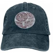 Винтажная Регулируемая бейсбольная кепка, бейсбольная кепка для унисекс, натуральные марки, набор именов, города, штат Нью-Джерси, гранж, резина, Объединенный темно-синий цвет