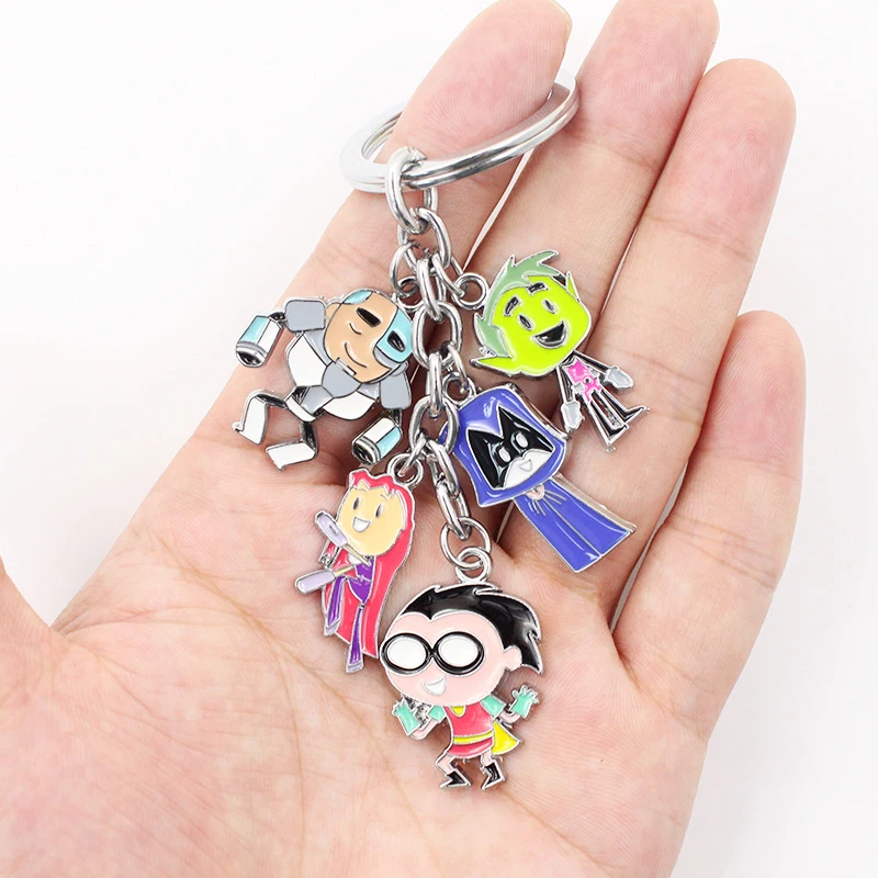 

1Pcs Teen Titan Go Raven Key Decoration Robin Beast Boy Raven Cyborg Starfire Silver Ornament Accessories For Home Decor Gift