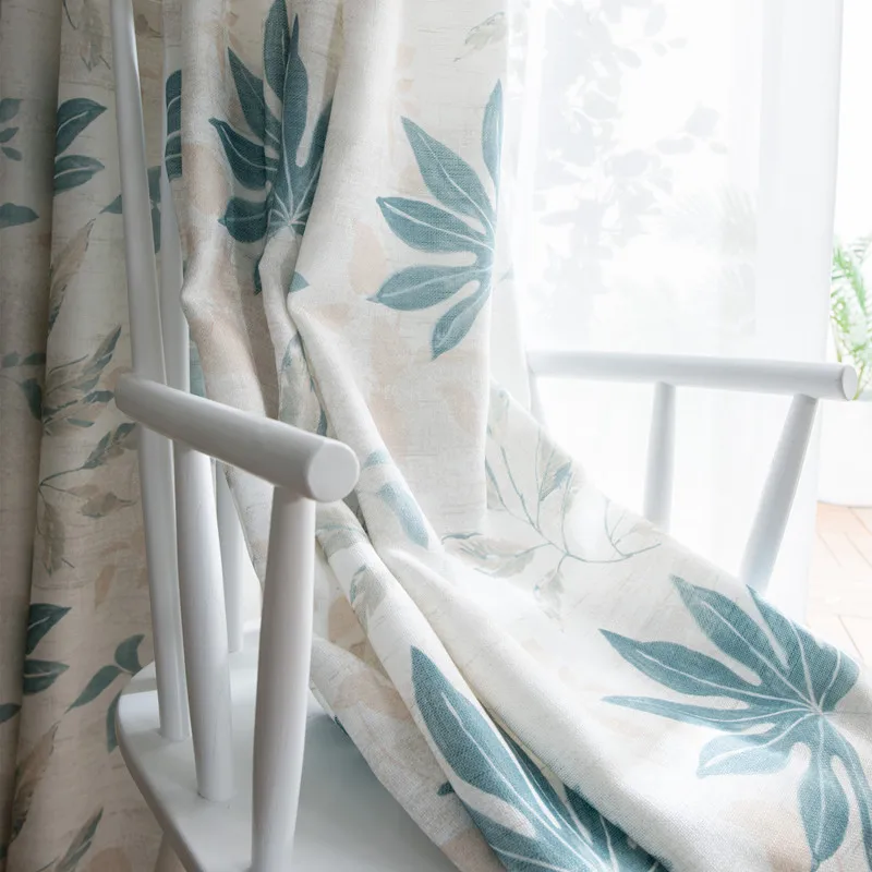 

Modern American Style Cotton Linen Curtains for Bedroom Plant Patteerns Printing Curtains for Living Dining Room Nordic Style