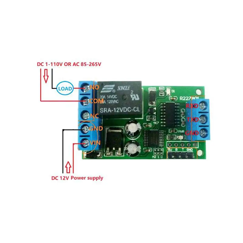 1 канал 2 в 1 реле 12 в Rs232 Ttl232 модуль постоянного тока пульт дистанционного управления компонент Uart порт для автомобильного двигателя