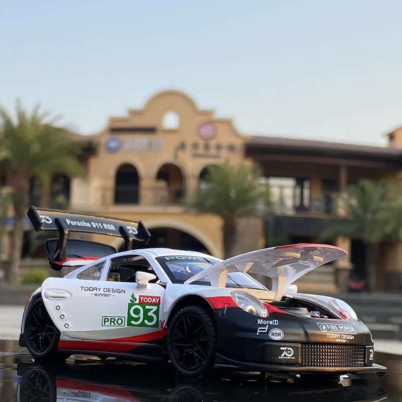 1:32 Porsche 911 RSR coche de carreras de coche en miniatura de aleación Diecasts y vehículos de juguete modelo de coche de Metal de alta simulación de niños regalo