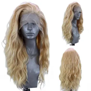 

Charisma Mixed Blonde Wig Synthetic Lace Front Wig Long Wavy Wigs For Women Glueless Wigs Side Part High Temperature Fiber