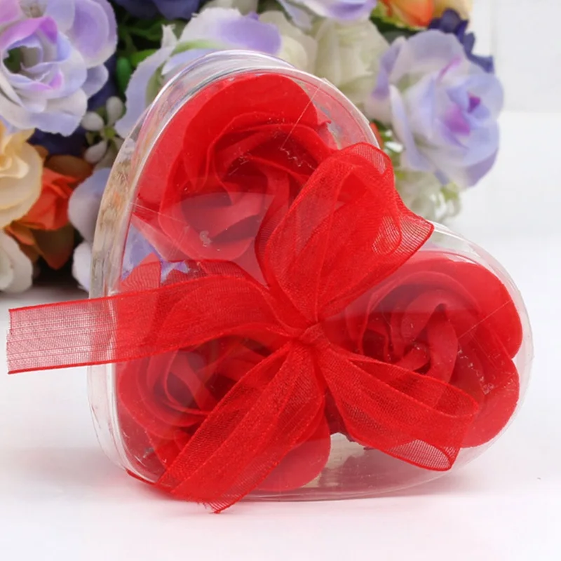 В складочку с лепестками роз и мыло, средство для ванны ко Дню Святого Валентина День учителя Свадебная вечеринка Подарочная коробка для вашего друга - Цвет: RD