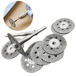 Disque de lame de scie à bois, outil de coupe rotatif, 8 trous, matériau émeri enduit, meulage de lame de scie, coupe rotative, 10 pièces + 2 tiges 