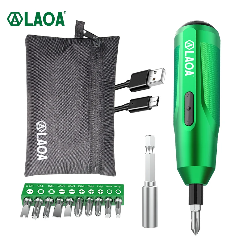 

LAOA Mini Electrical Screwdriver Set 3.7V Lithium-ion Battery Multifunctional Rechargeable Cordless Power Drill with Bits Kit