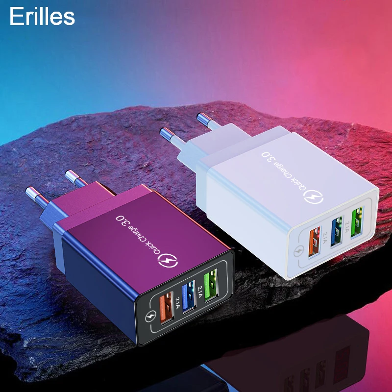 3 USB rápido cargador de teléfono de carga rápida 3,0 teléfono tablet cargador para iphone 12 pro max samsung Xiaomi cargador de carga del teléfono de unidad