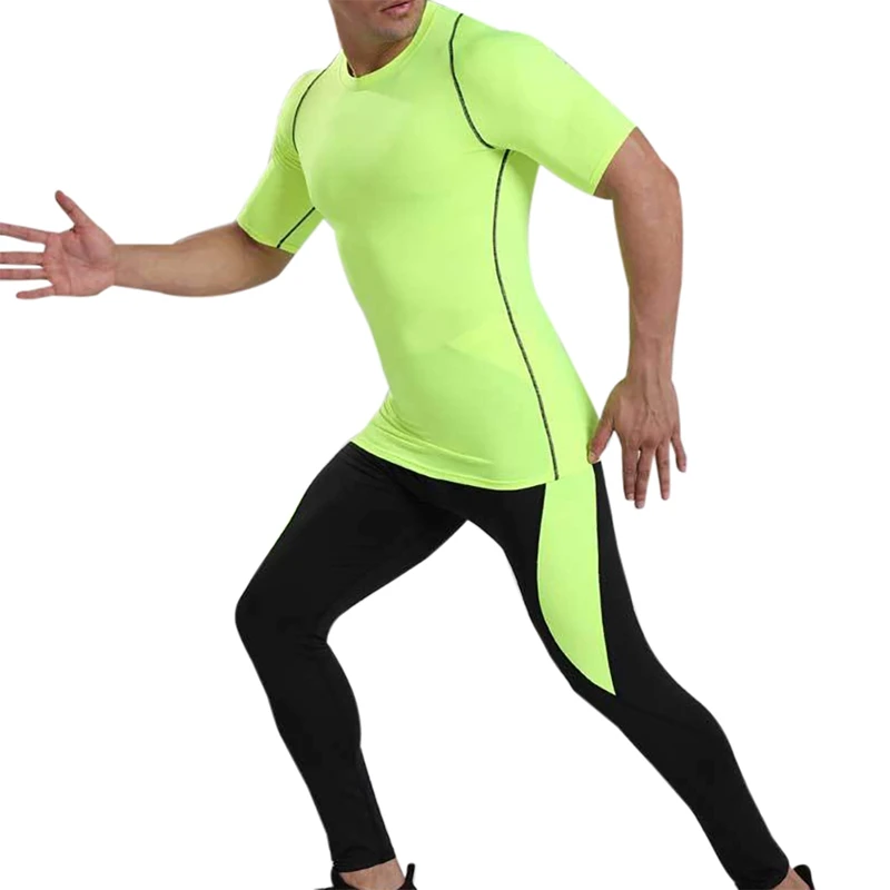 

Men Elastic Compression Pants Running Tight Leggings Quick dry Trousers Workout Training For Gym Fitness