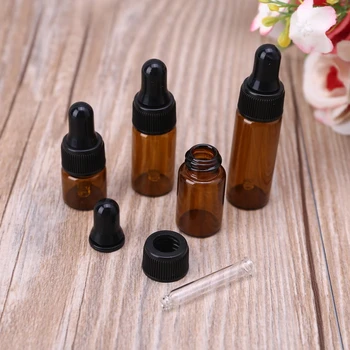

10pcs Amber Glass Dropper Bottles With Black Cap for Essential Oil Perfume Sample Bottle Aromatherapy