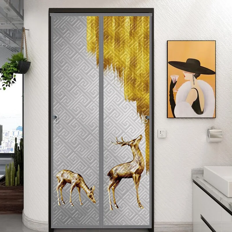 

Winter Door Curtain Magnetic Heat Insulation Keep Warm Windproof Partition Hoop and Loop Self-adhesive Kitchen Home Door Curtain
