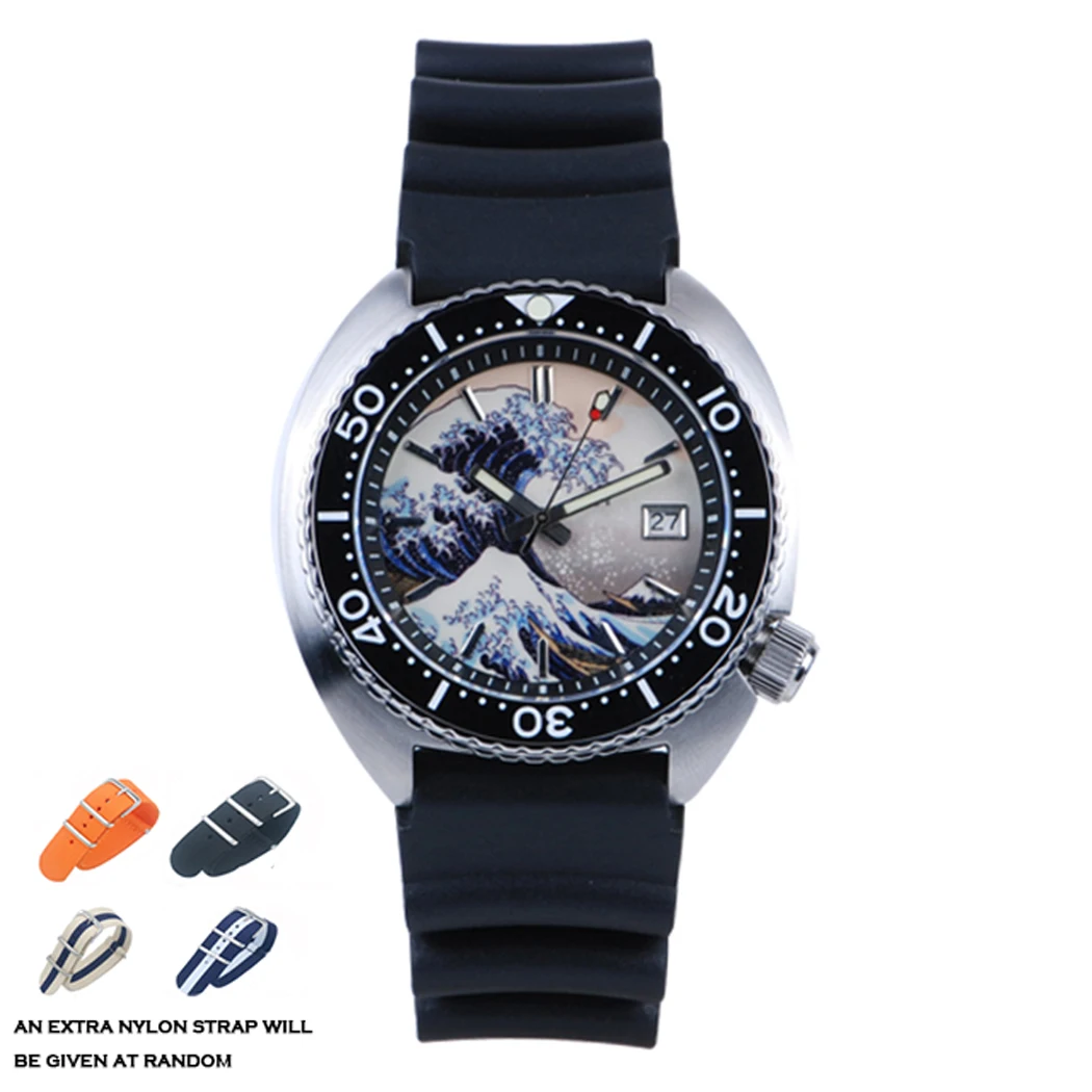 

Heimdallr Mens Diver Watches Automatic Mechanical Wristwatch Turtle 200M Waterproof Kanagawa Full Luminous Dial Sapphire NH35