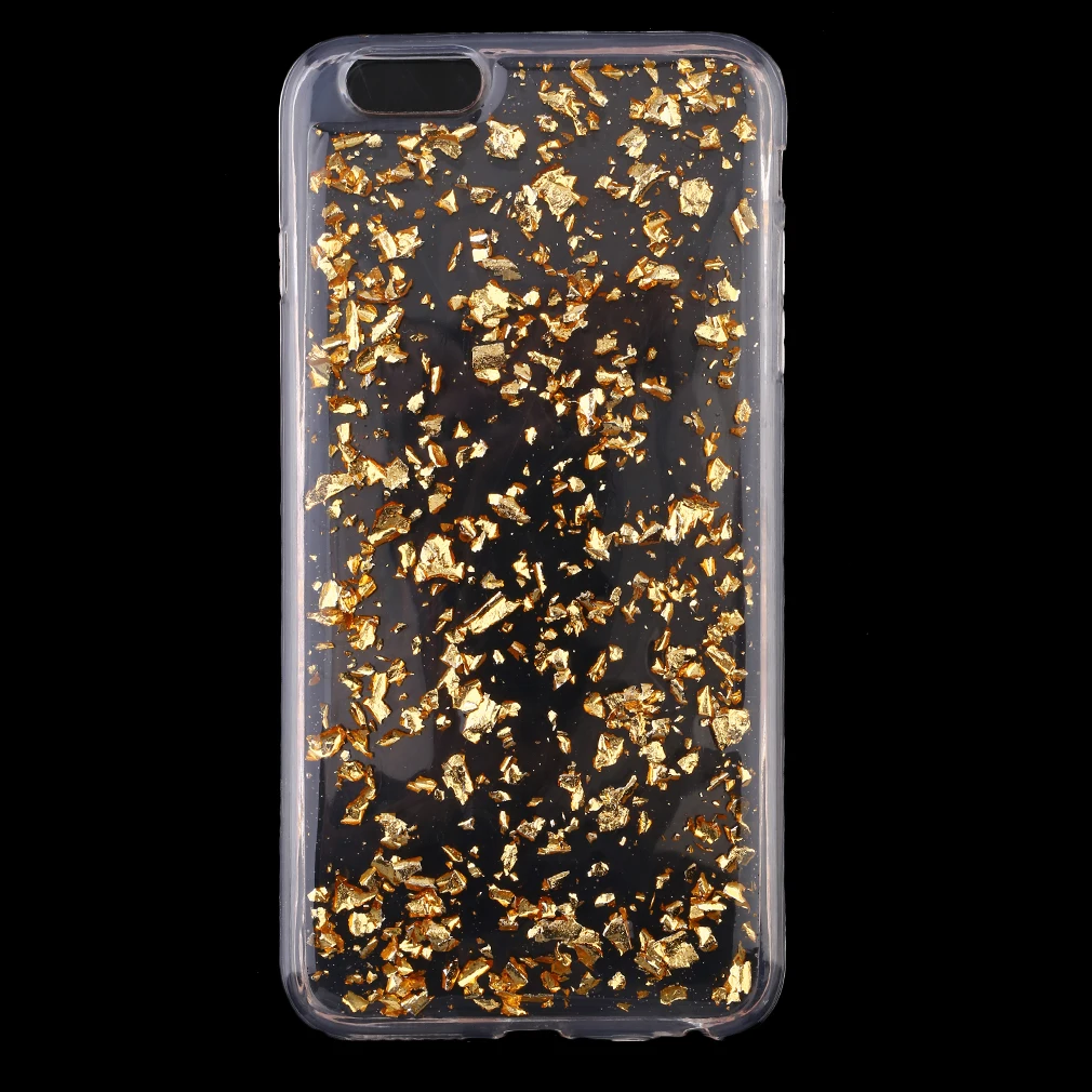 New Luxury Bling Gold Sequin Clear TPU Gel Rubber Mobile Phone Case For iPhone |