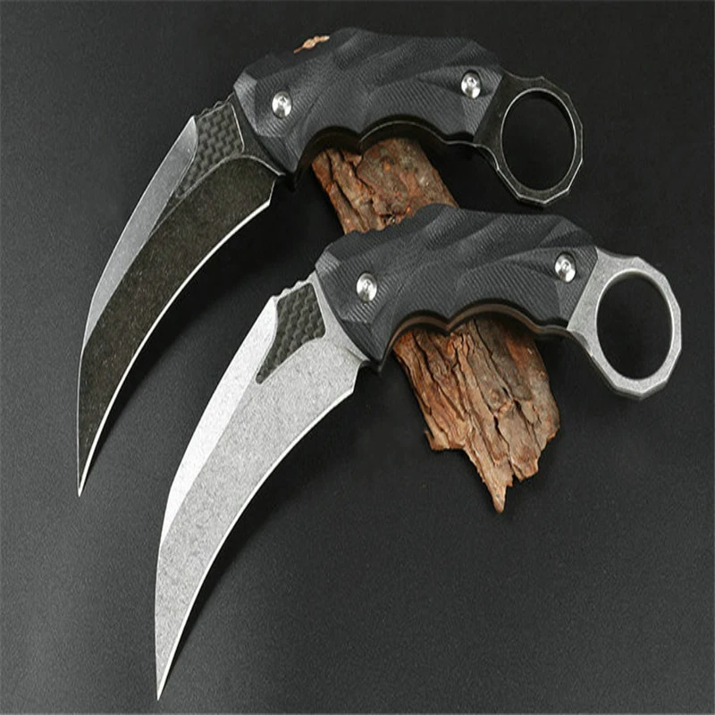 Складной нож Wolf Claw (два углеродного волокна) D2 Черный G10 Ручка высокая твердость