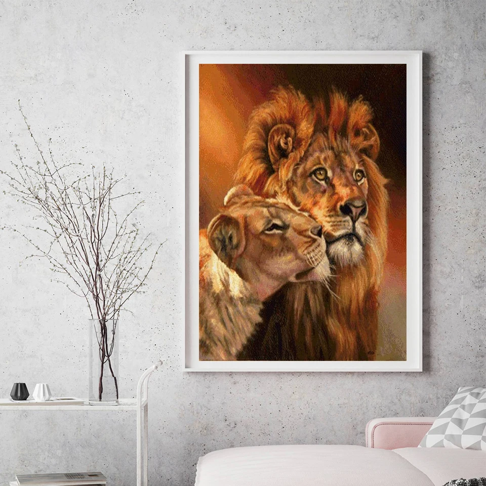 5D DIY Diamond Painting Animal Lion Diamond Embroidery Rhinestone Art Picture Mosaic Mosaic Hand Beaded Home Decoration Gift diamond art diy