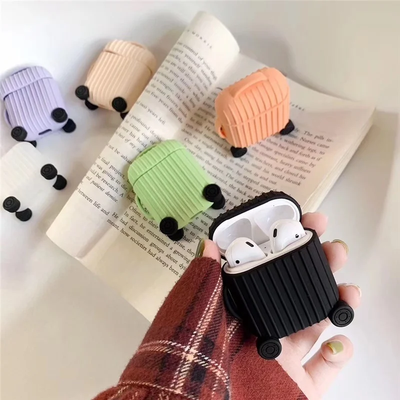 Модный милый чемодан чехол для багажника Apple Airpods 1/2 багажный дизайн зарядная