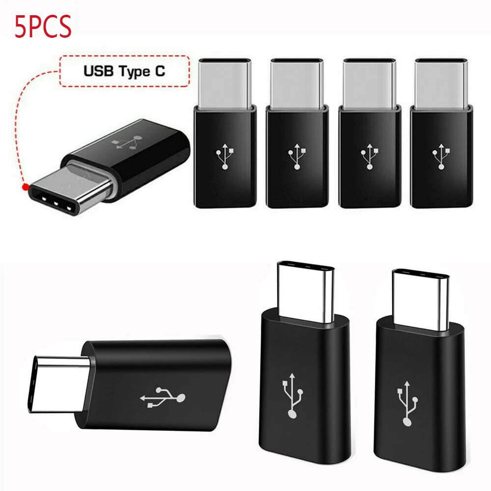 5PC New Micro USB Female To Type C Male Adapter Converter Micro-B To USB-C Connector Charging Adapter Phone Accessories iphone to type c adapter Adapters & Converters