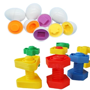 

12Pcs Puzzles For Children Toy Tool Plastic Screws 3D Puzzle Game / Color Shape Matching Montessori Learning Education Smart Egg