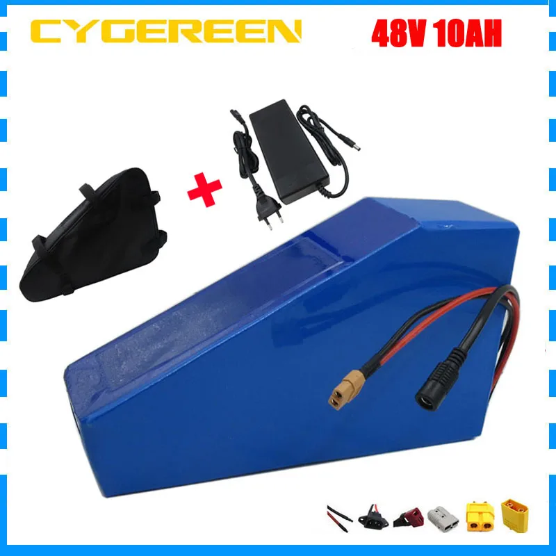 US $238.52 500W 48V Lithium ion 18650 battery 1000W 48 V 10AH 13AH 15AH 17AH Triangle ebike scooter bateria pack with 2A Charger and bag